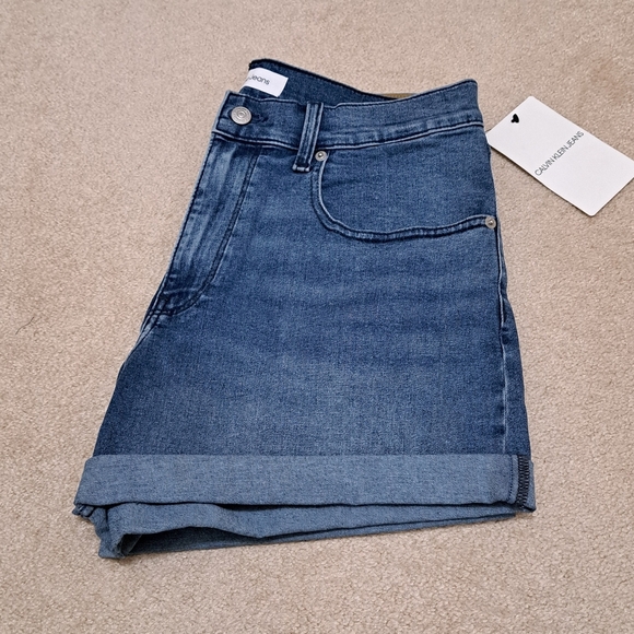 New! Calvin Klein Denim Shorts Women's Size 32 Blue High Rise Stretch Casual - Picture 10 of 10